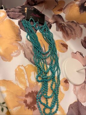 Signature Studio Bright Turquoise Multi-Strand Beaded Necklace